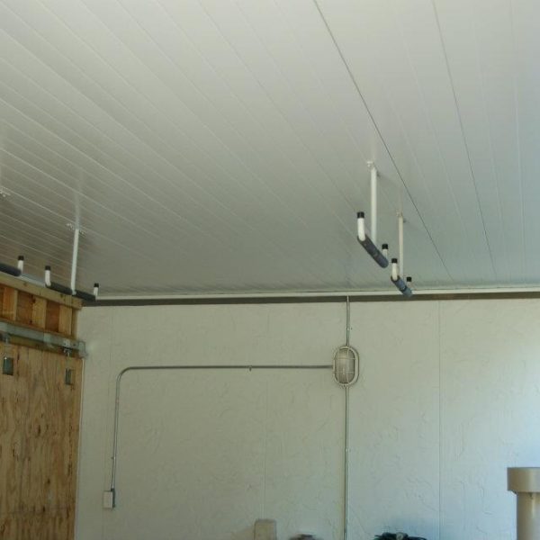 Interior hook system on finished Comfort Zone shed