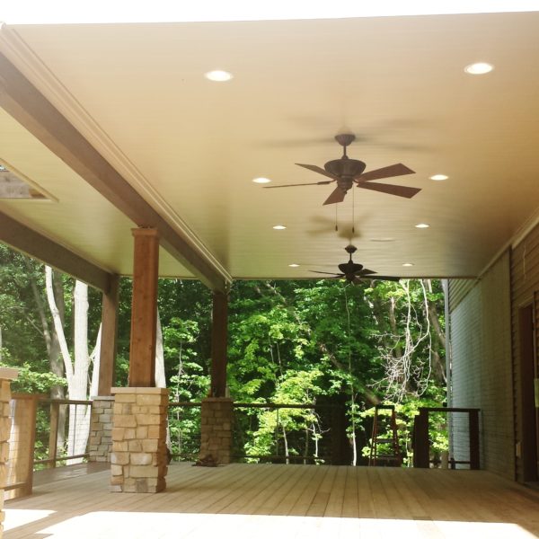 Underdeck ceiling with double fans