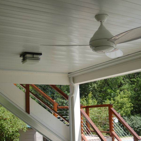 Underdeck ceiling with light and fan